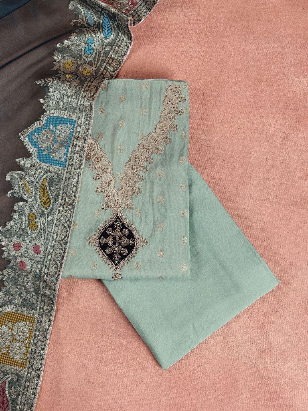 

Libas Green Floral Embroidered Sequined Unstitched Dress Material