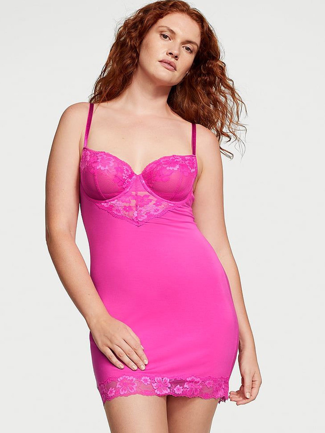 

Victoria's Secret Women Lace Sleeveless Night Dress, Fuchsia