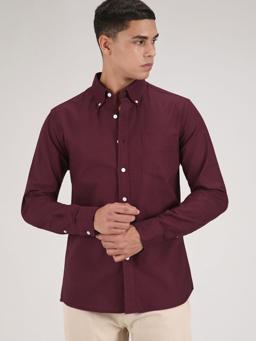 

Banana Club Men Classic Slim Fit Casual Shirt, Maroon