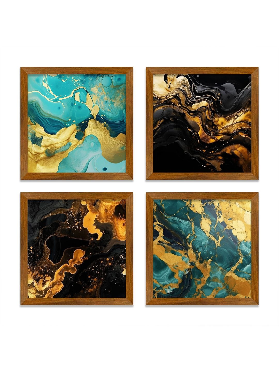 

ArtVibes Blue & Black 4 Pieces Printed Wooden Wall Arts