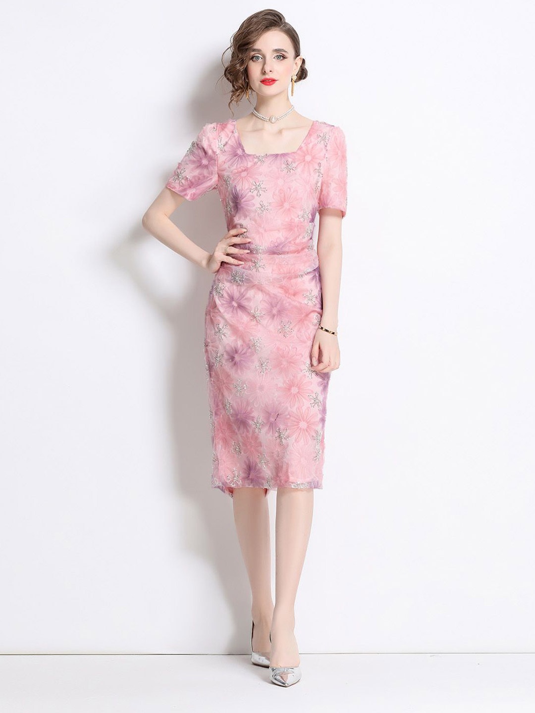 

JC Collection Women Floral Print Sheath Dress, Peach