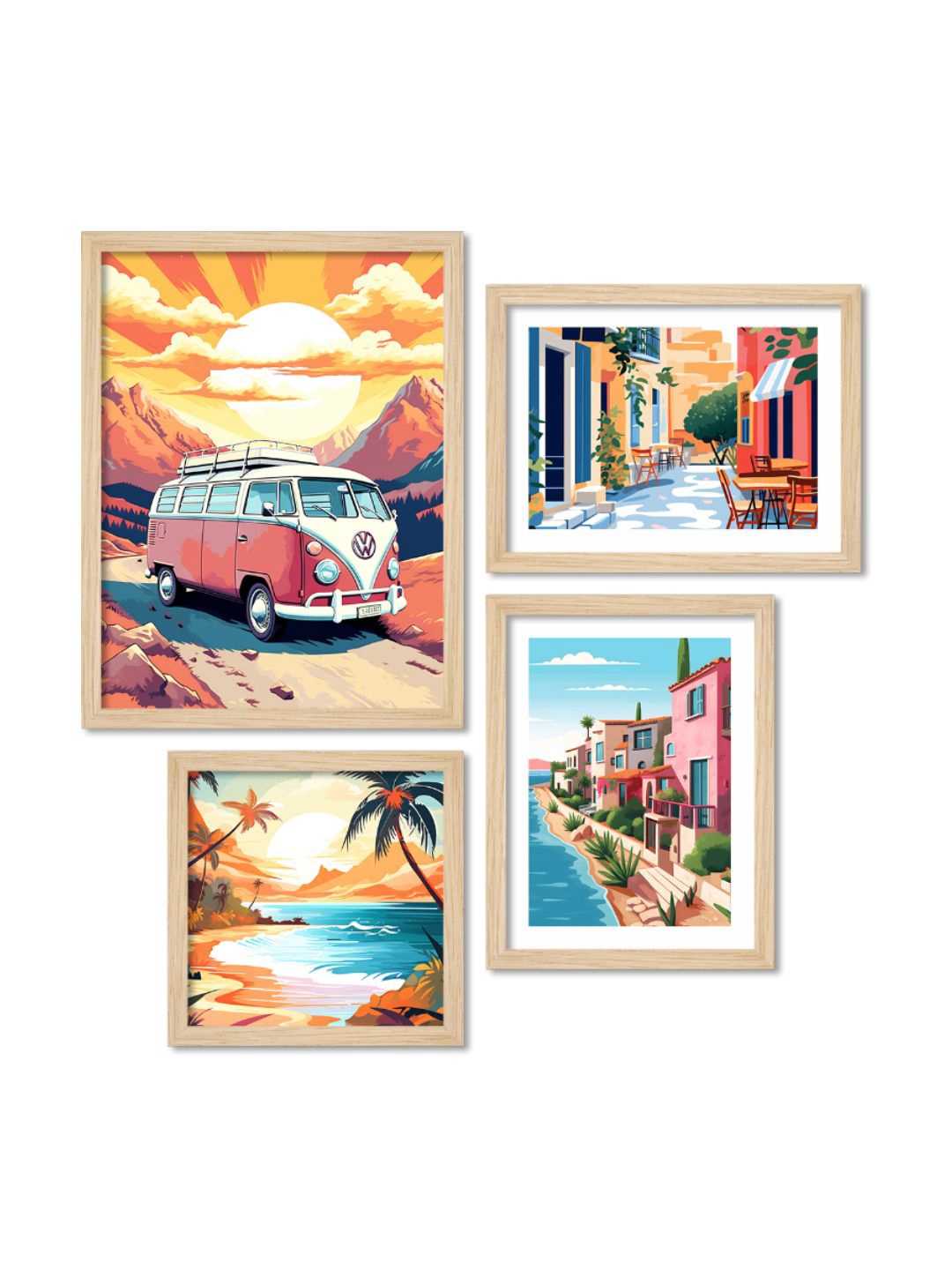 

ArtVibes Brown & Blue 4 Pieces Wooden Painting Wall Arts