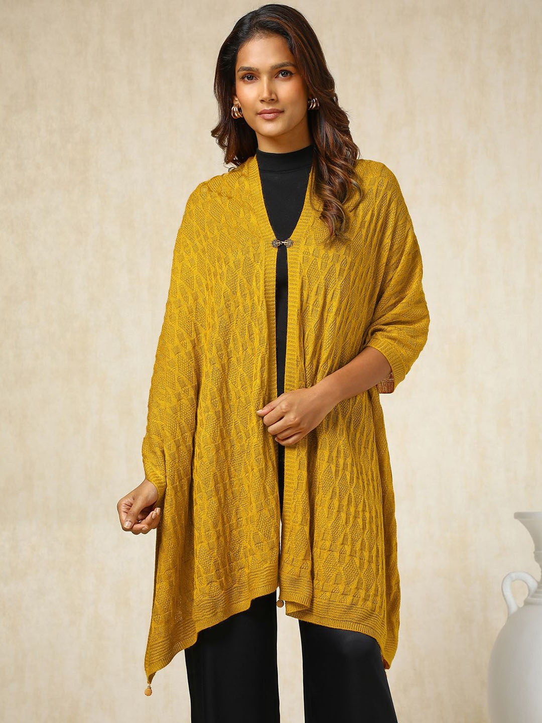 

Soch Geometric Woven Design Acrylic Shawl, Mustard