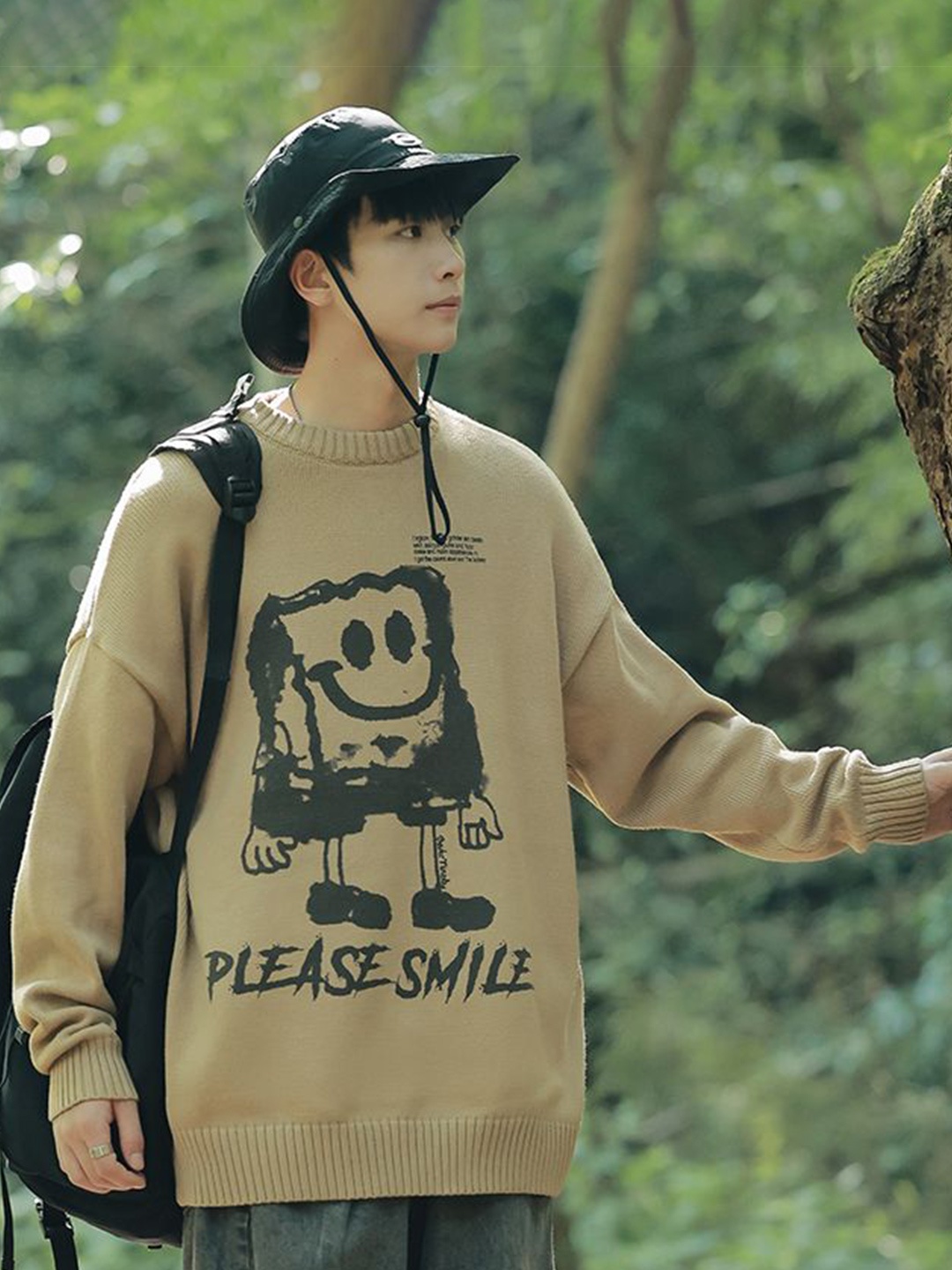 

StyleCast x Revolte Men Printed Longline Pullover Sweater, Khaki