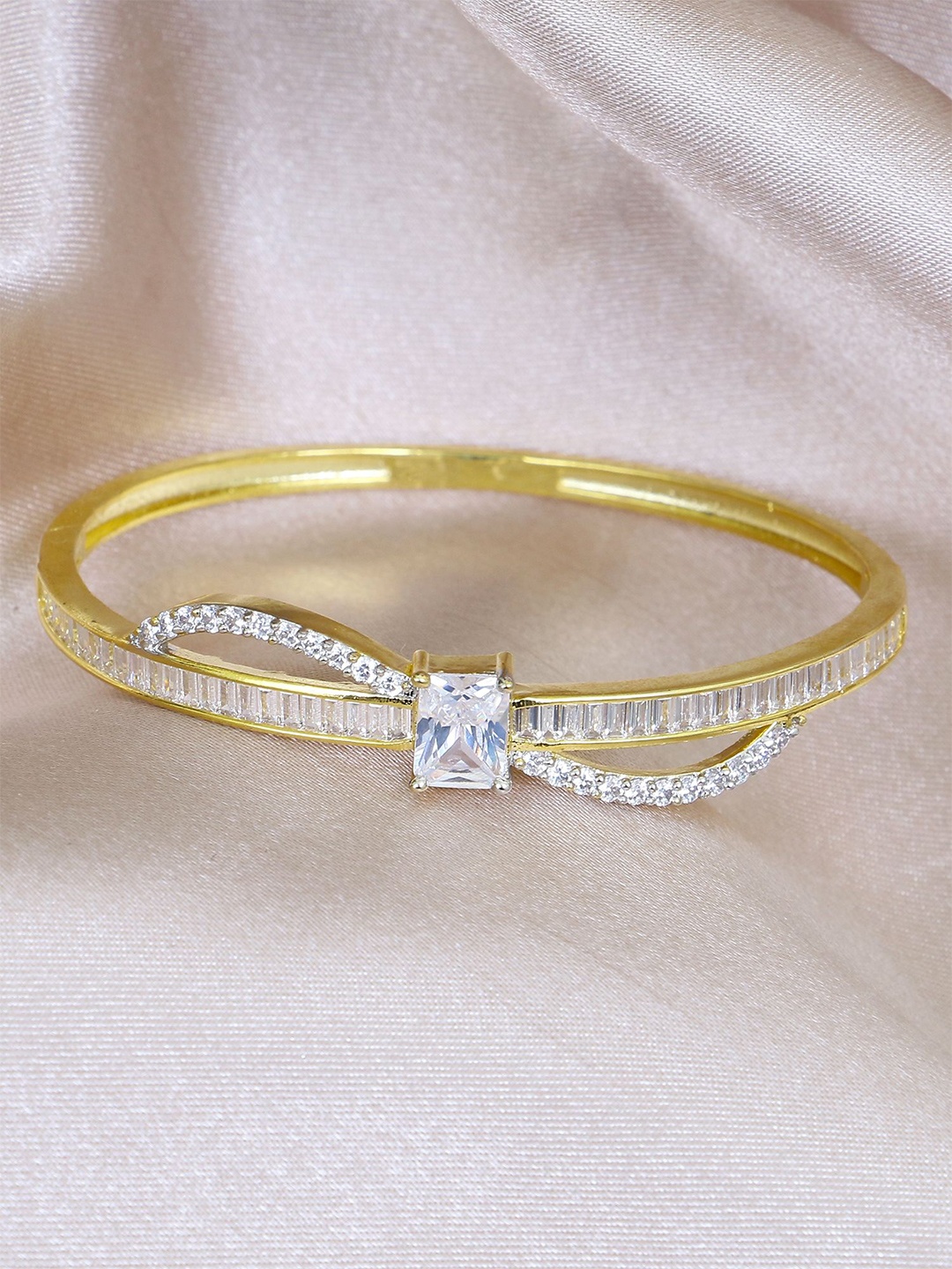 

Adwitiya Collection Gold-Plated CZ Studded Bangle-Style Bracelet