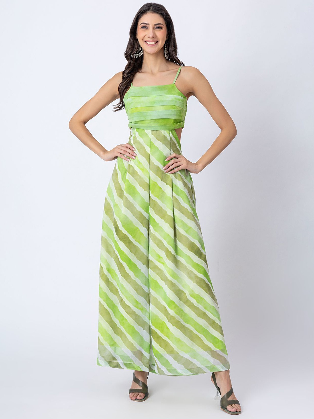 

Moomaya Women Printed Basic Jumpsuit, Green