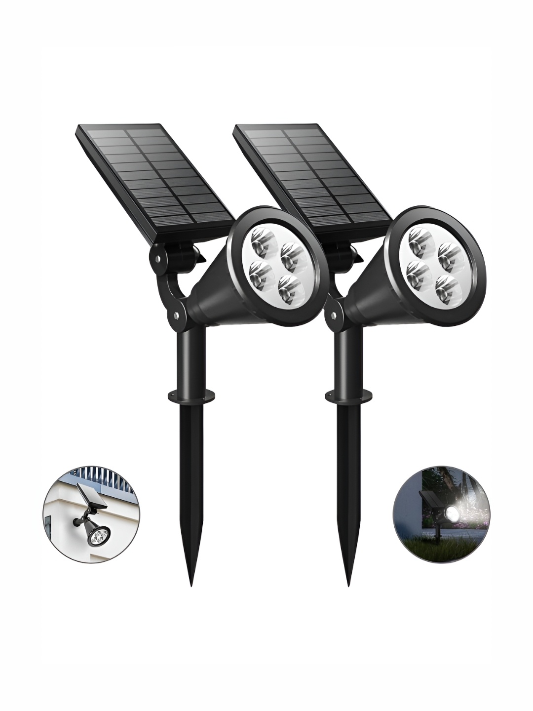 

LITVERSE White & Black Waterproof Solar Outdoor Spot Lights