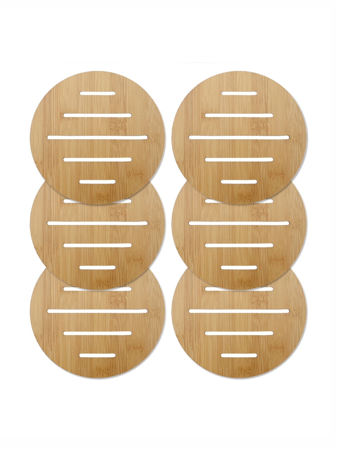 

HOKIPO Brown 6 Pieces Textured Bamboo Round Coasters