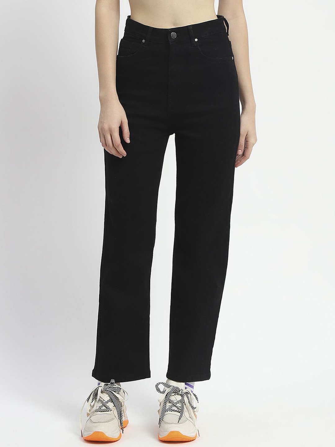 

Madame Women Straight Fit Mid-Rise Jeans, Black
