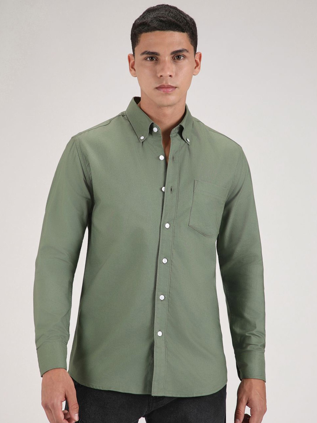 

Banana Club Classic Slim Fit Opaque Casual Shirt, Green