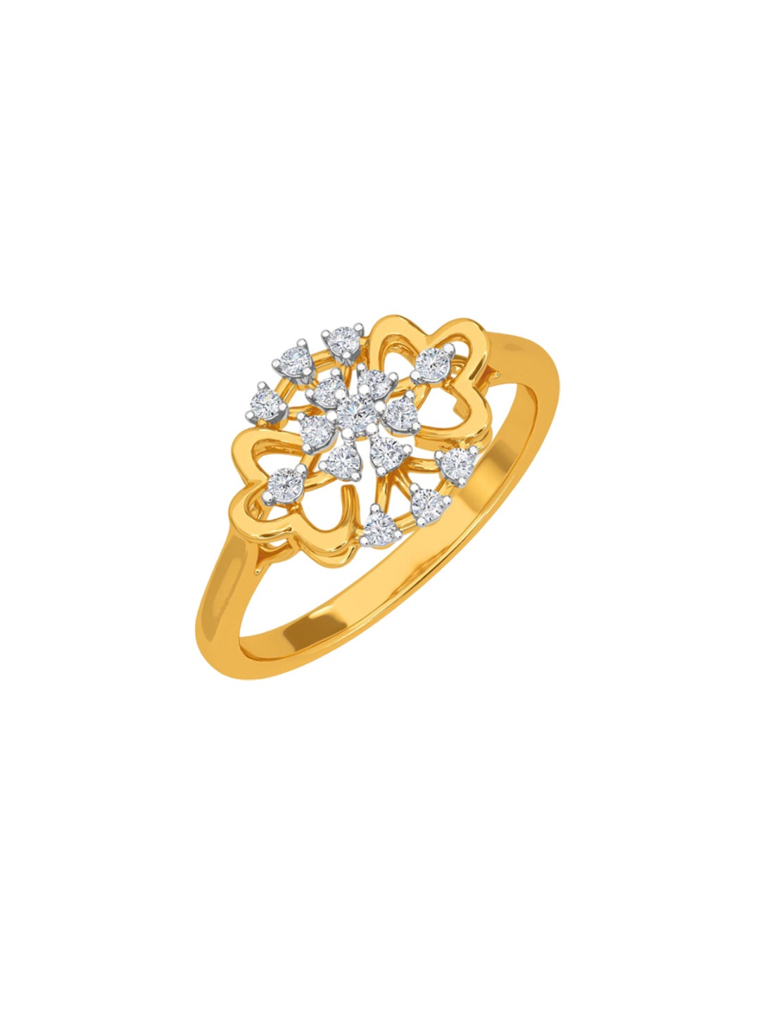 

KISNA DIAMOND AND GOLD JEWELLERY Women 14Kt Diamond Studded Finger Ring, Yellow