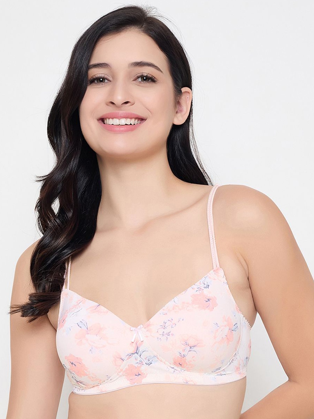 

Clovia Floral Printed Full Coverage Lightly Padded Bra, Pink