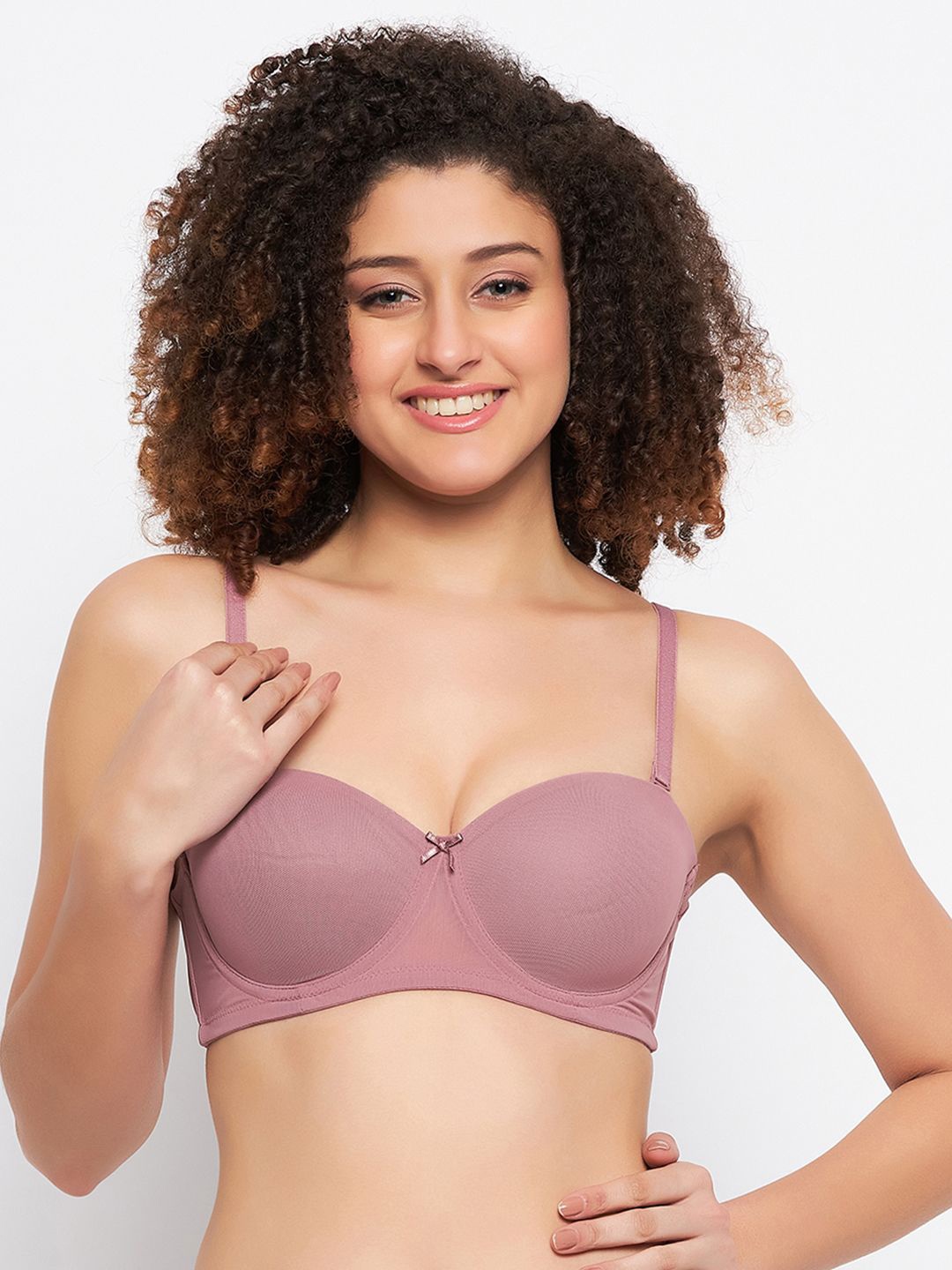 

Clovia Geometric Full Coverage Underwired Lightly Padded Balconette Bra, Pink