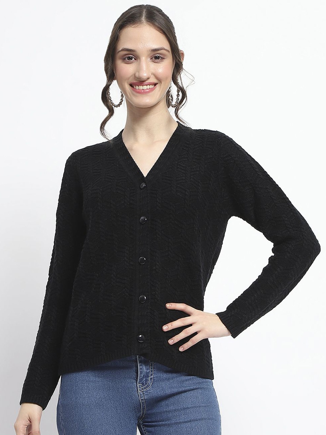 

Madame Women Cable Knit Long Sleeves Pullover Sweaters, Black