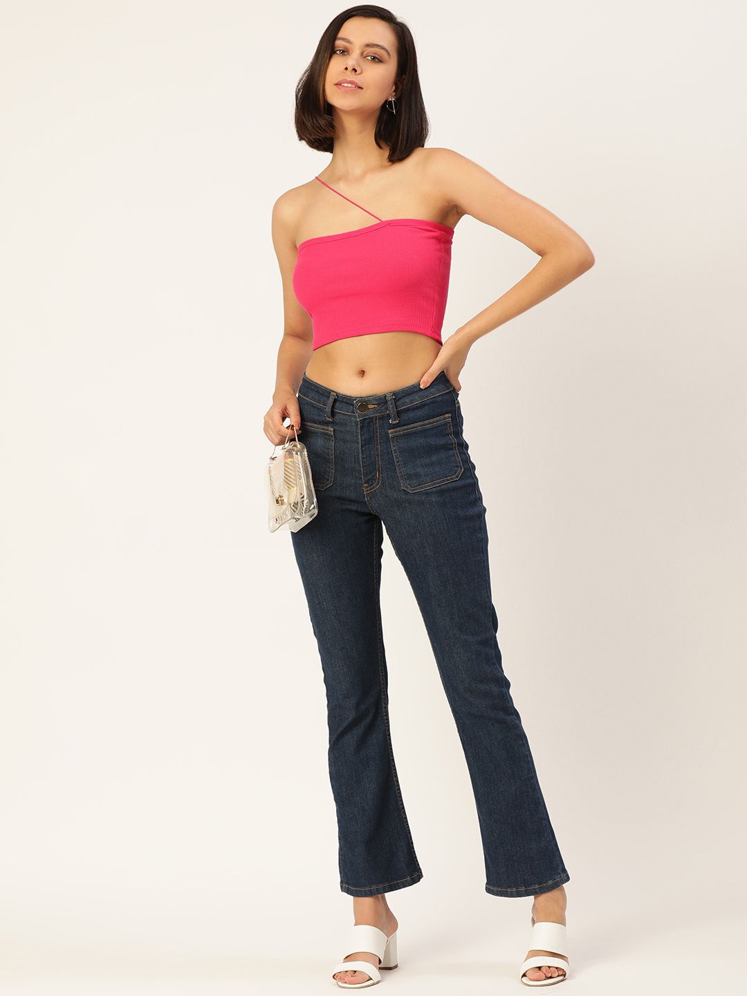 

SHECZZAR Women Bardot Crop Top, Pink