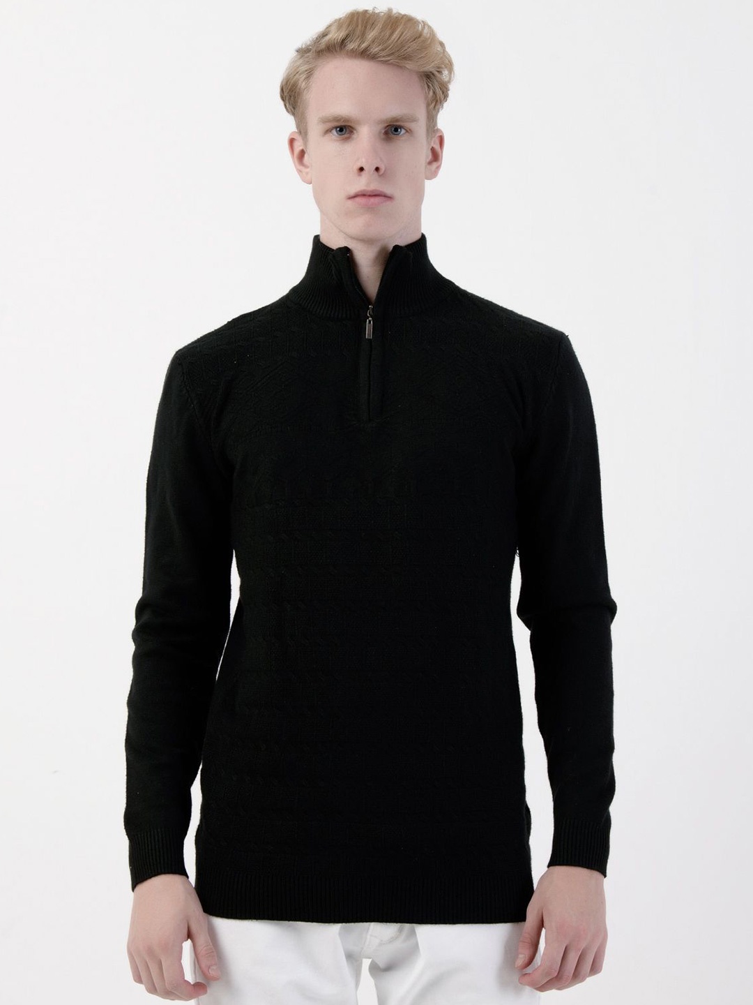 

Albion By CnM Men Mock Collar Pullover Sweaters, Black