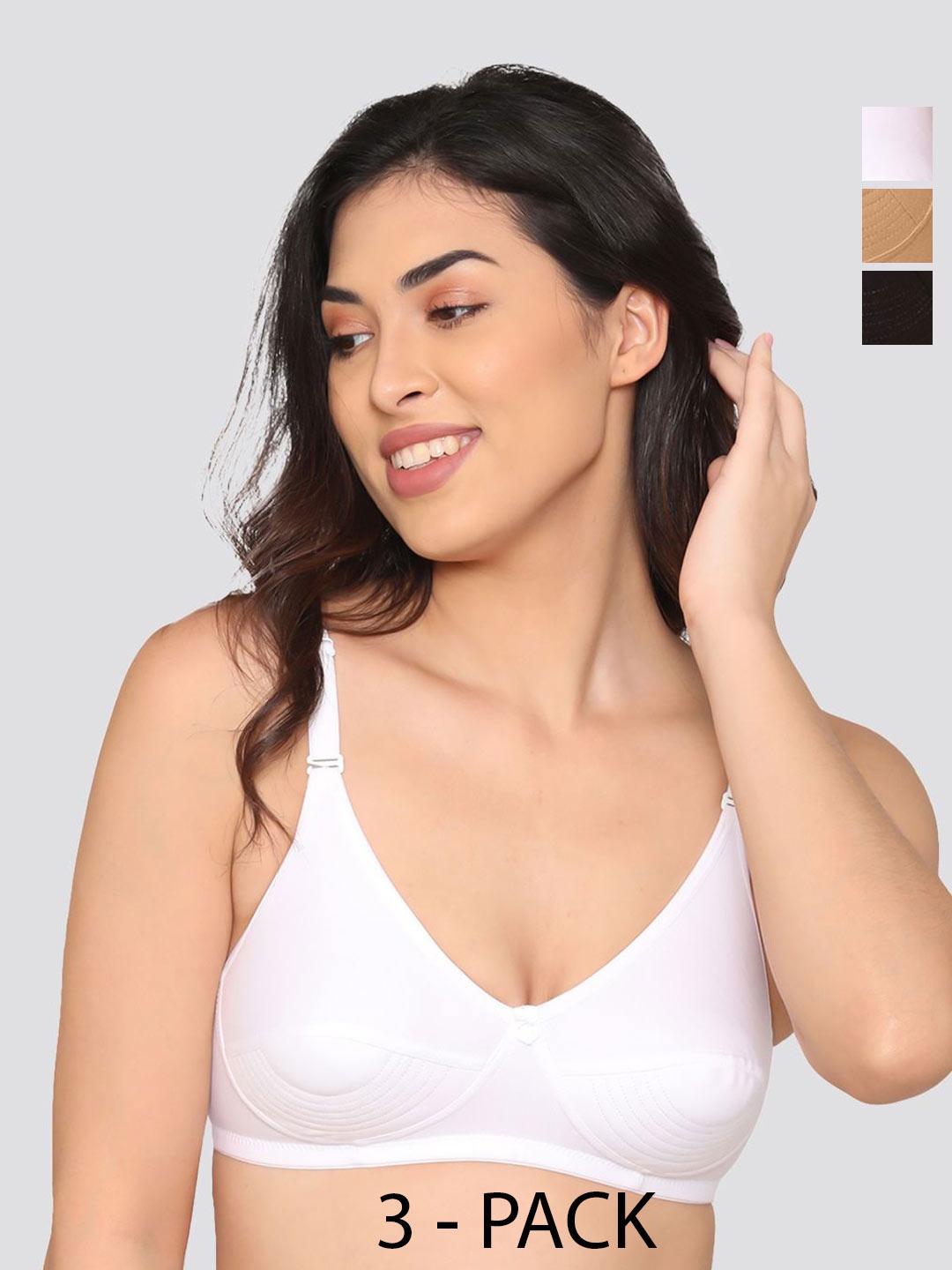

Kalyani Women Pack of 3 Full Coverage Bra, Black