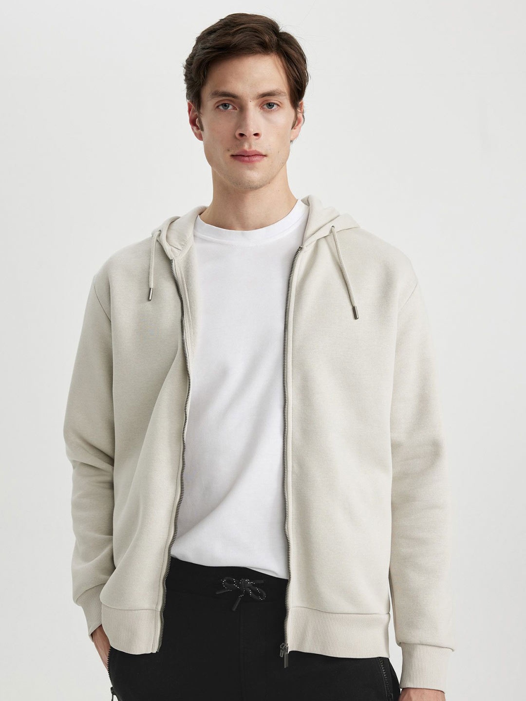 

DeFacto Men Front-Open Sweatshirts, Off white