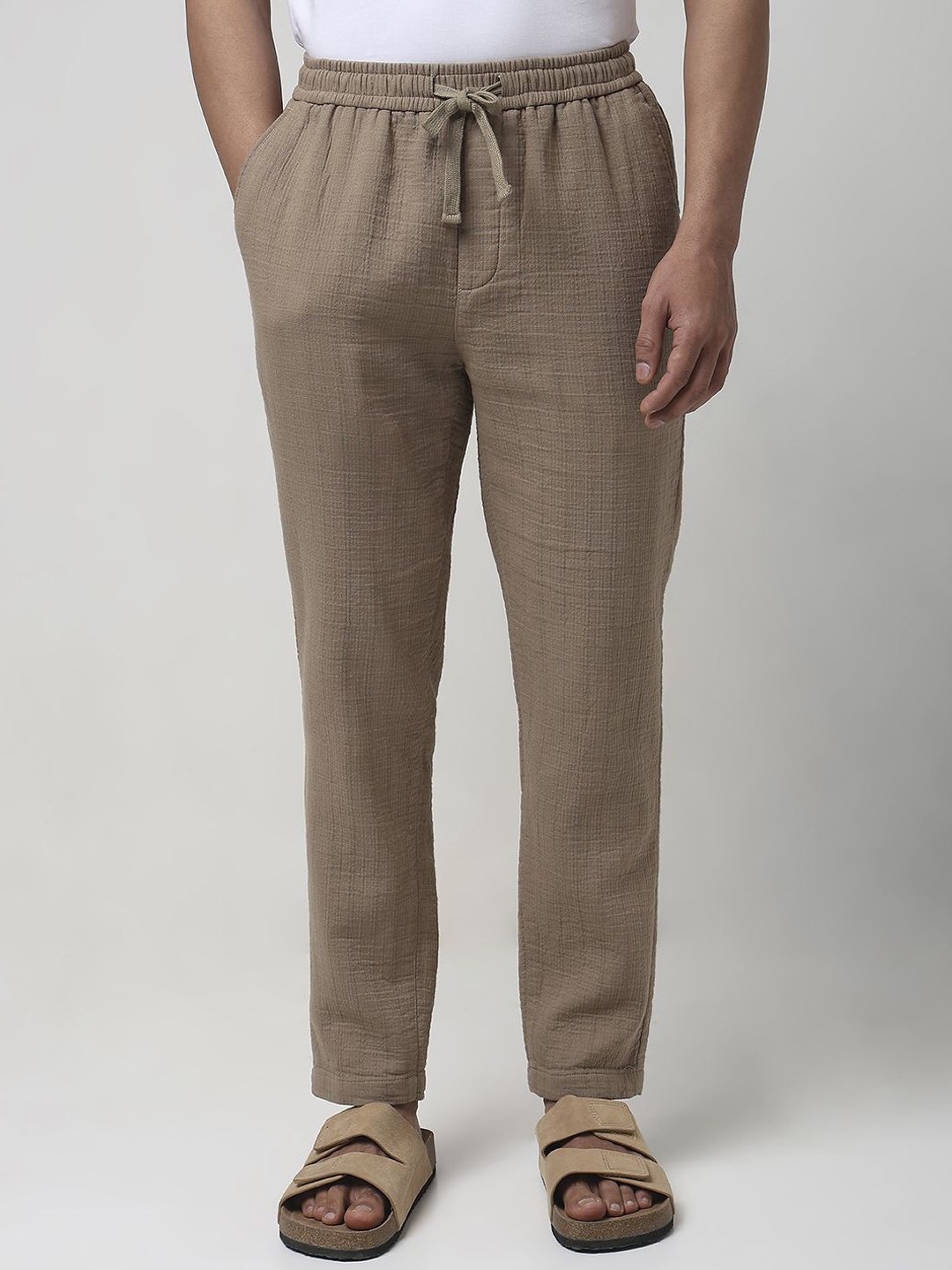 

Mufti Men Cotton Relaxed Straight Fit Trousers, Khaki