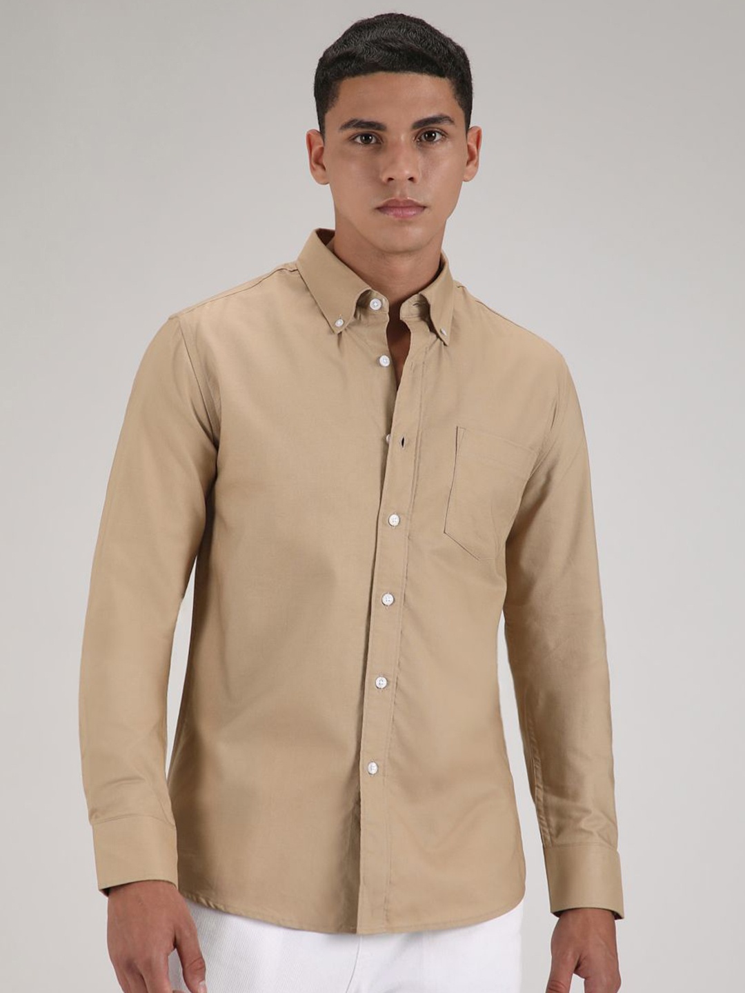 

Banana Club Men Classic Slim Fit Casual Shirt, Beige