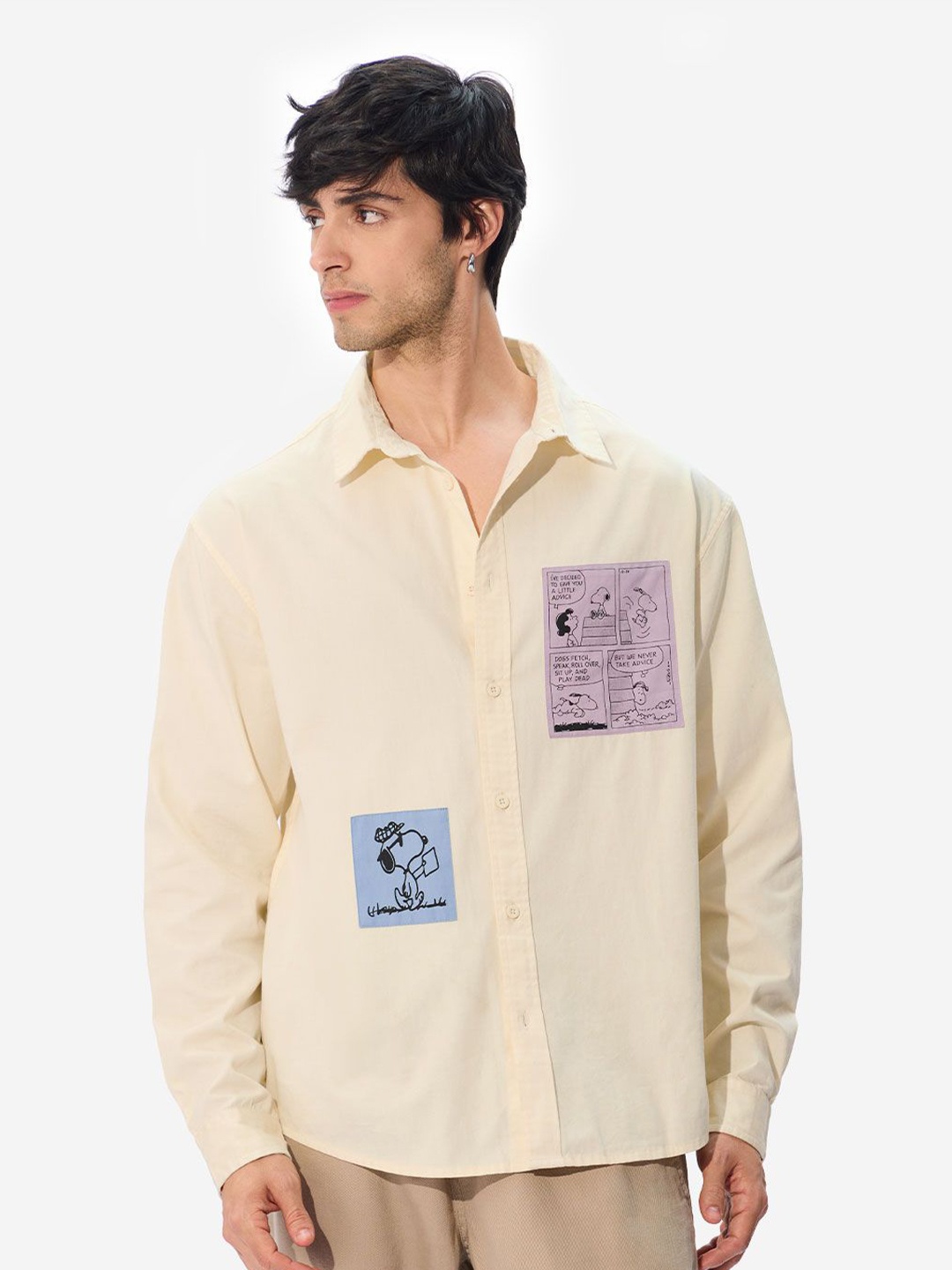 

The Souled Store Men Pure Cotton Conversational Printed Casual Shirt, Off white