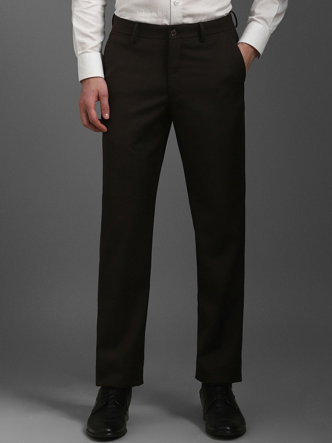 

Louis Philippe Men Mid-Rise Slim Fit Formal Trousers, Brown