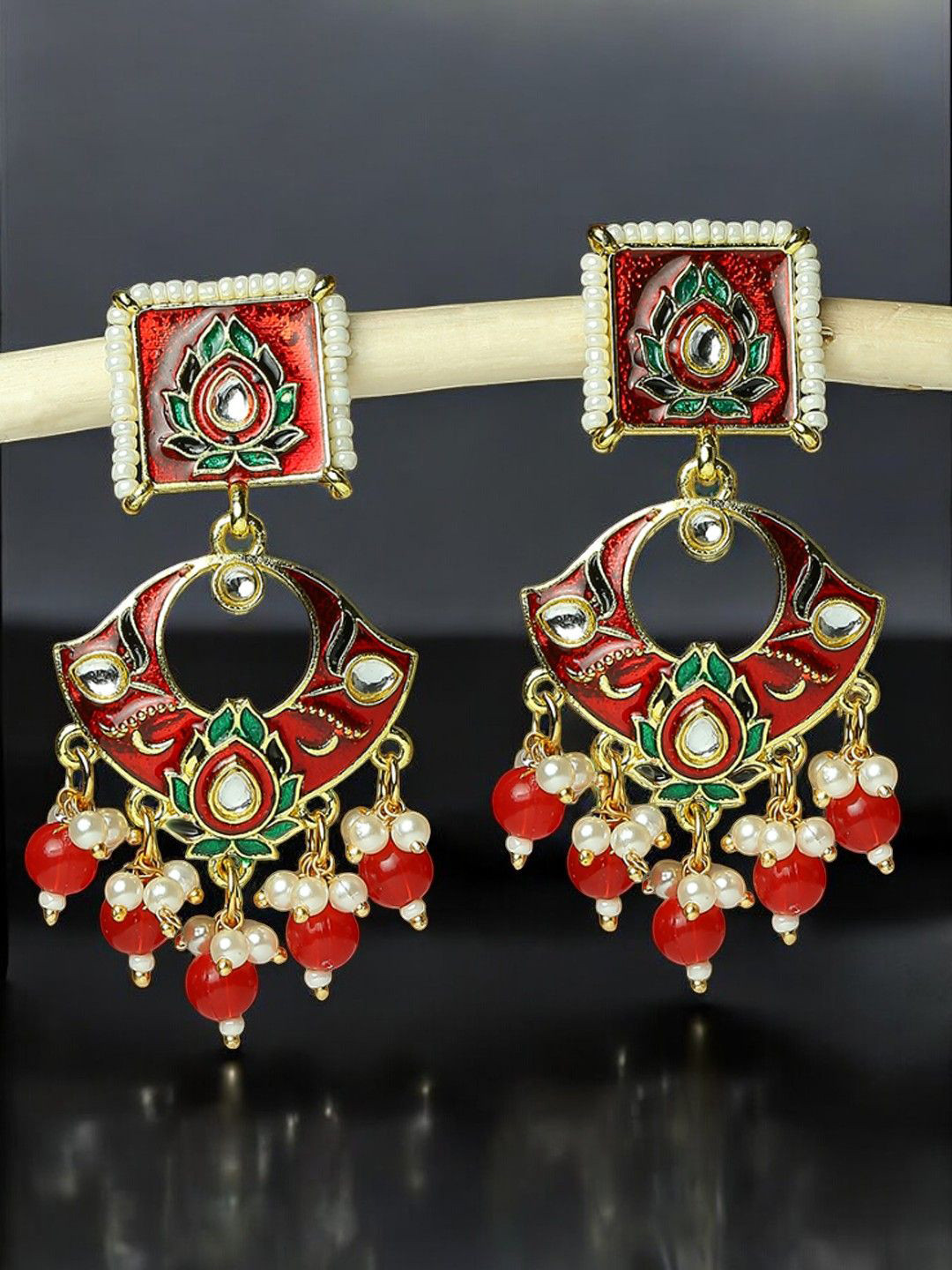 

Anouk Contemporary Drop Earrings, Red