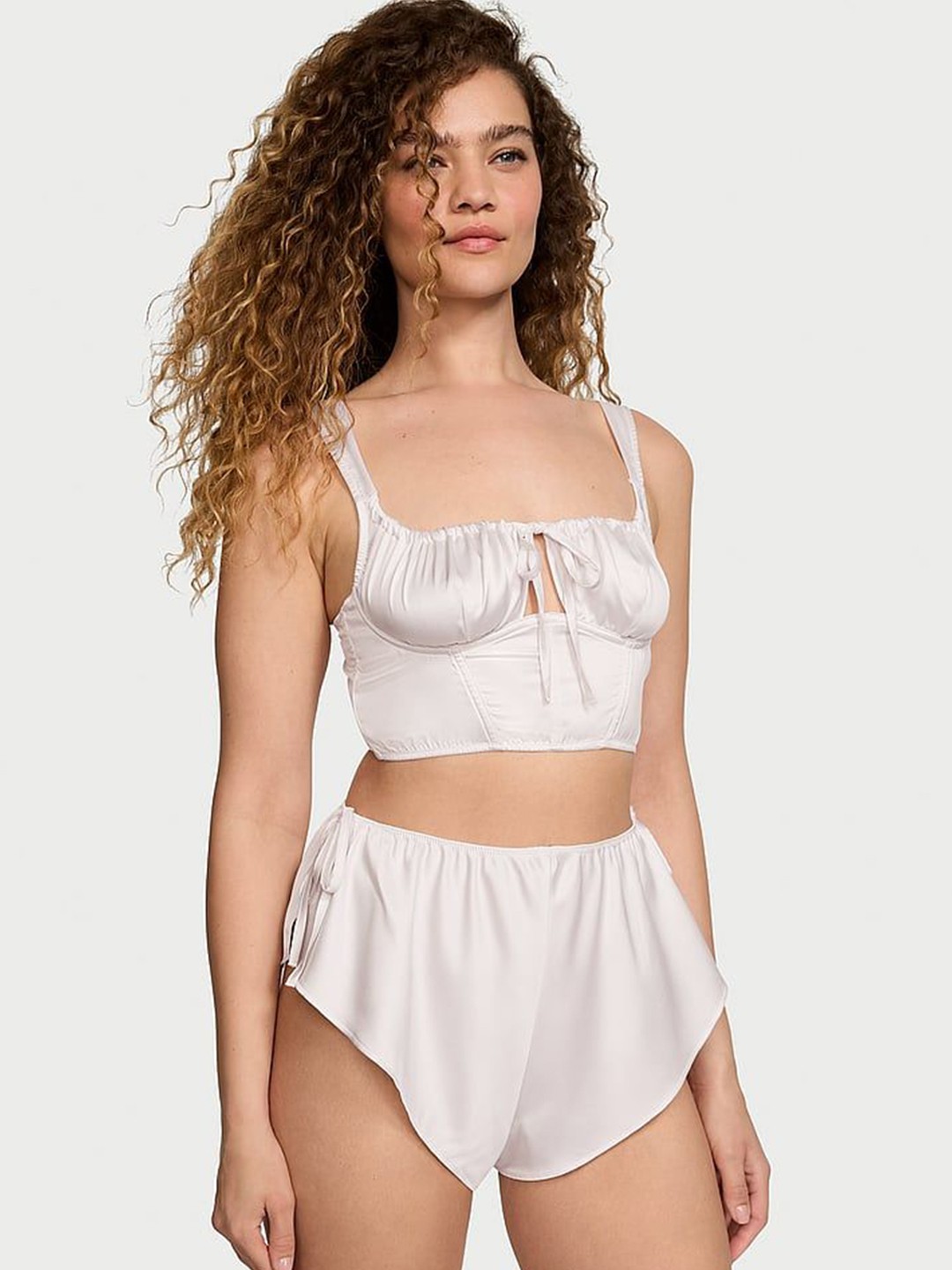

Victoria's Secret Women Satin Top & Shorts Set, White