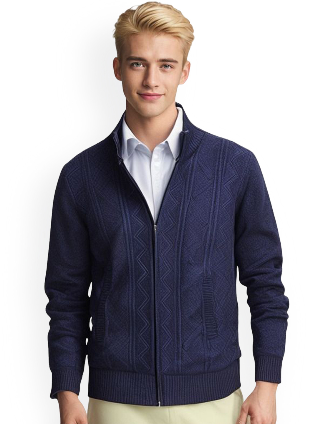 

StyleCast x Revolte Men Lightweight Open Front Jacket, Navy blue