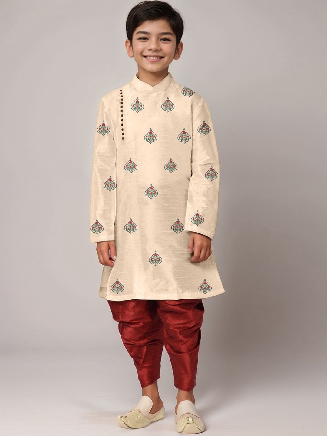 

DEVOILER Boys Ethic Motifs Printed Straight Kurta, Beige