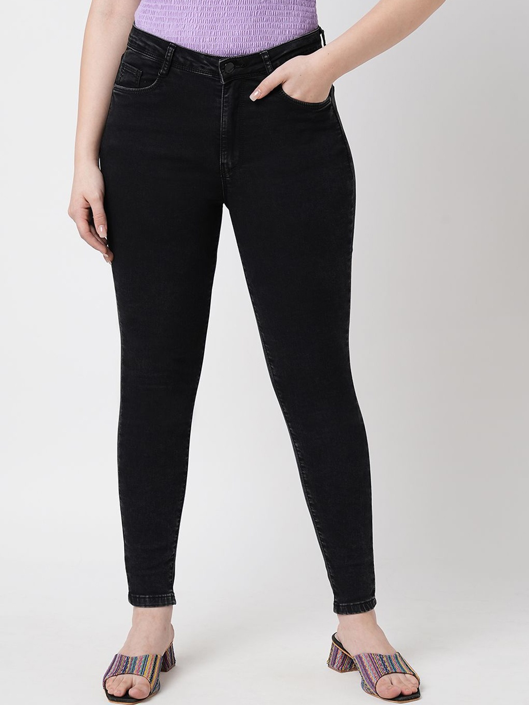 

Kraus Jeans Women High-Rise Skinny Fit Jeans, Black