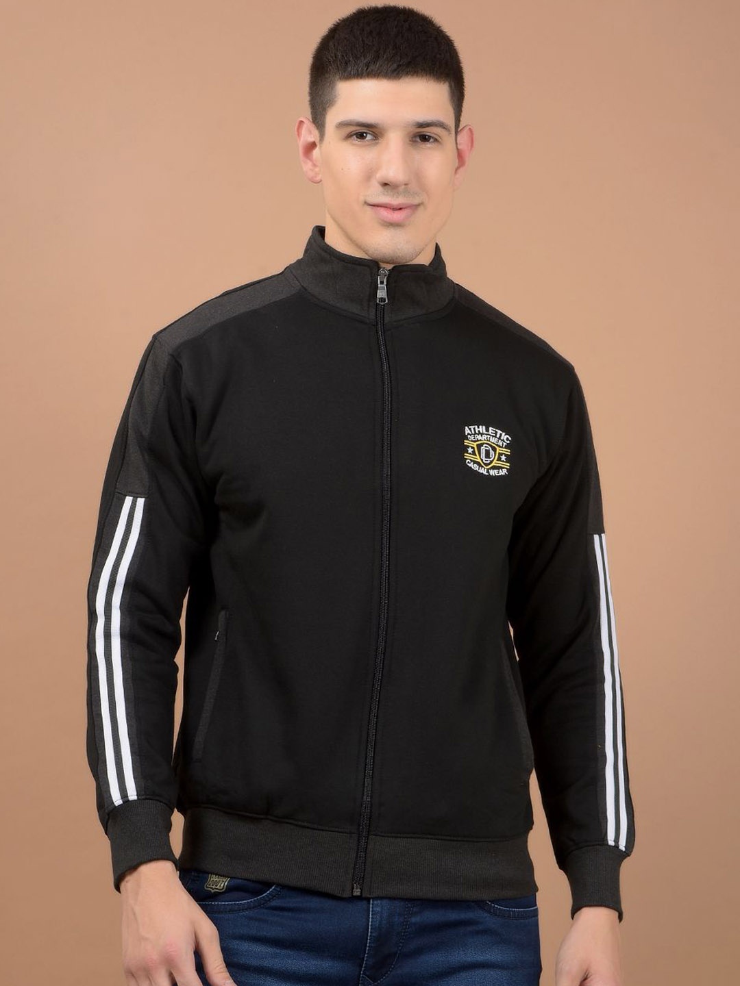 

Dollar Men Lightweight Open Front Jacket with Embroidered, Black