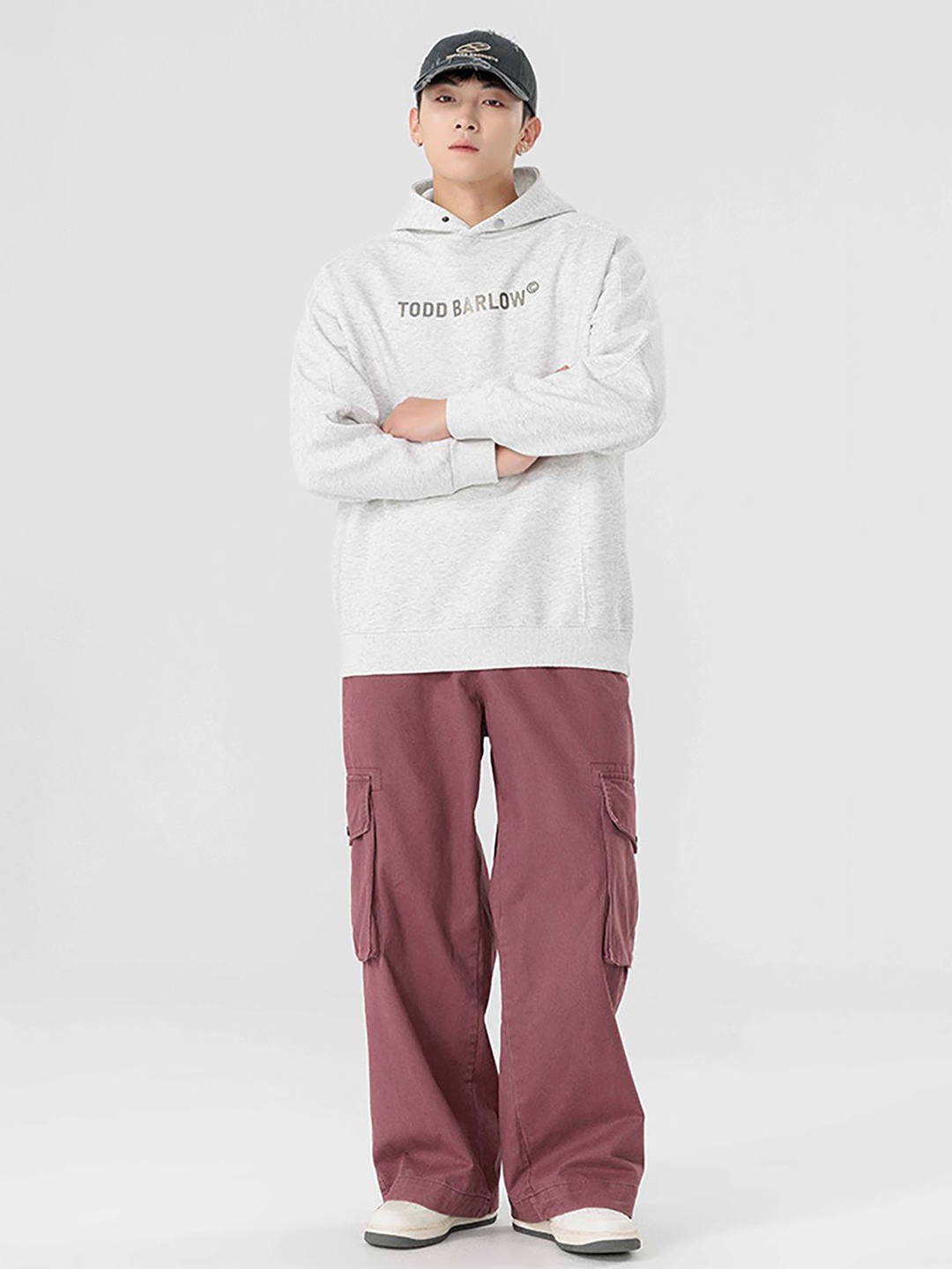

StyleCast x Revolte Men Hooded Long Sleeves Sweatshirt, Grey