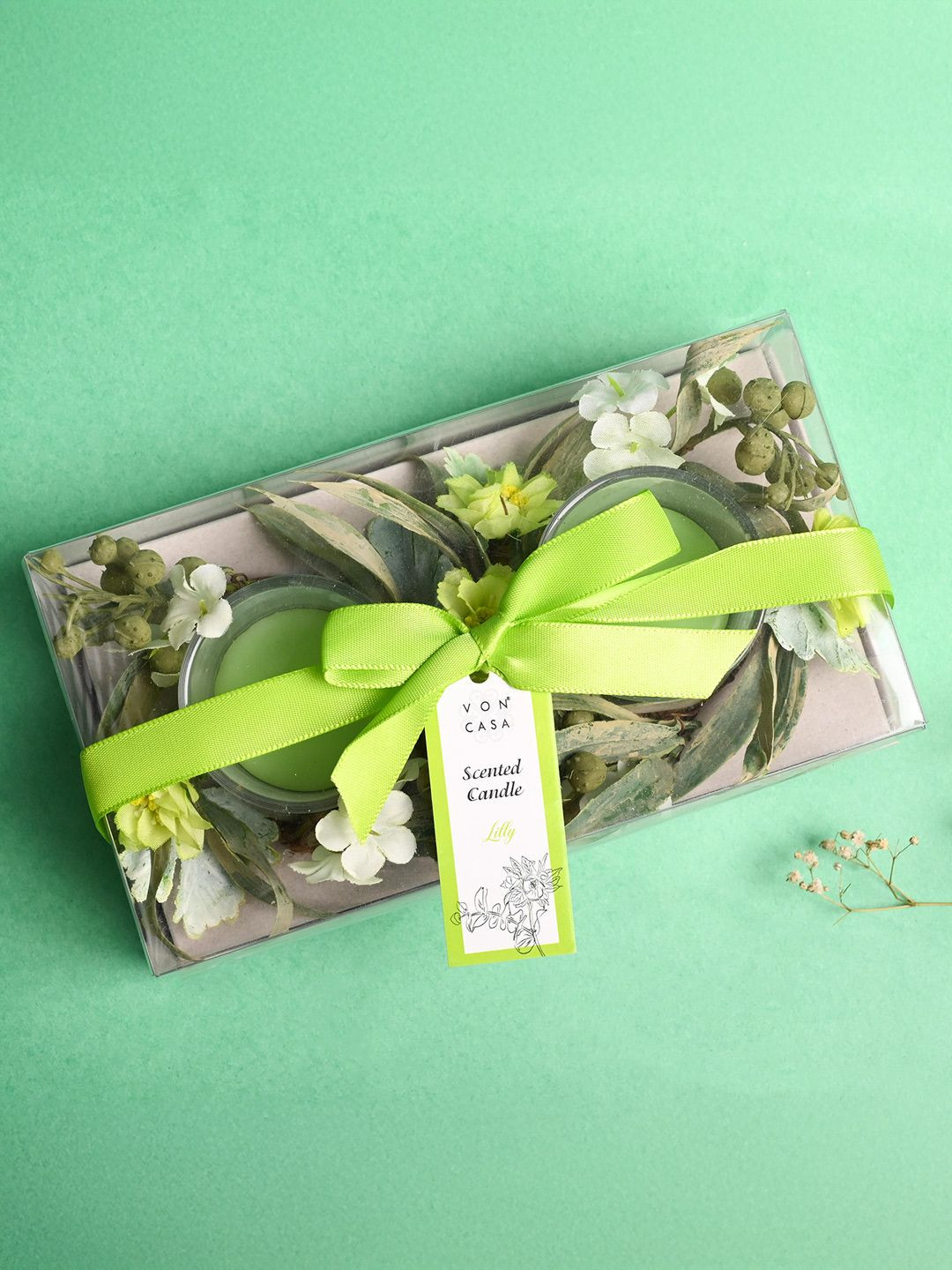 

MARKET99 Green 2 pieces Lily Fragrance Wax Jar Candles