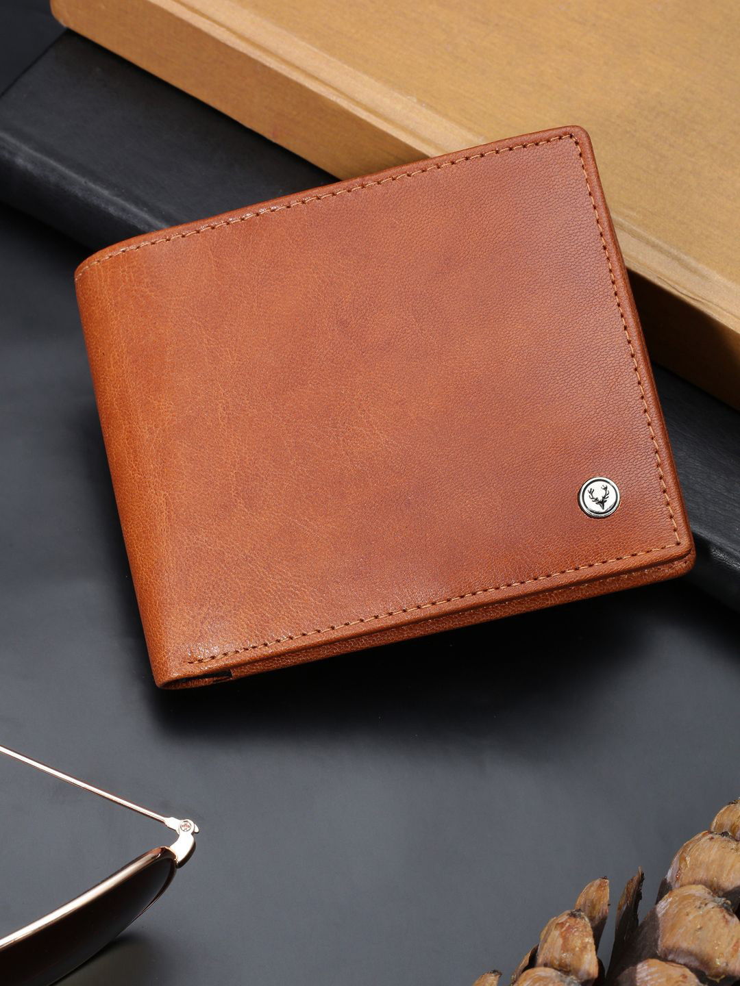 

Allen Solly Men Leather Two Fold Wallet, Brown
