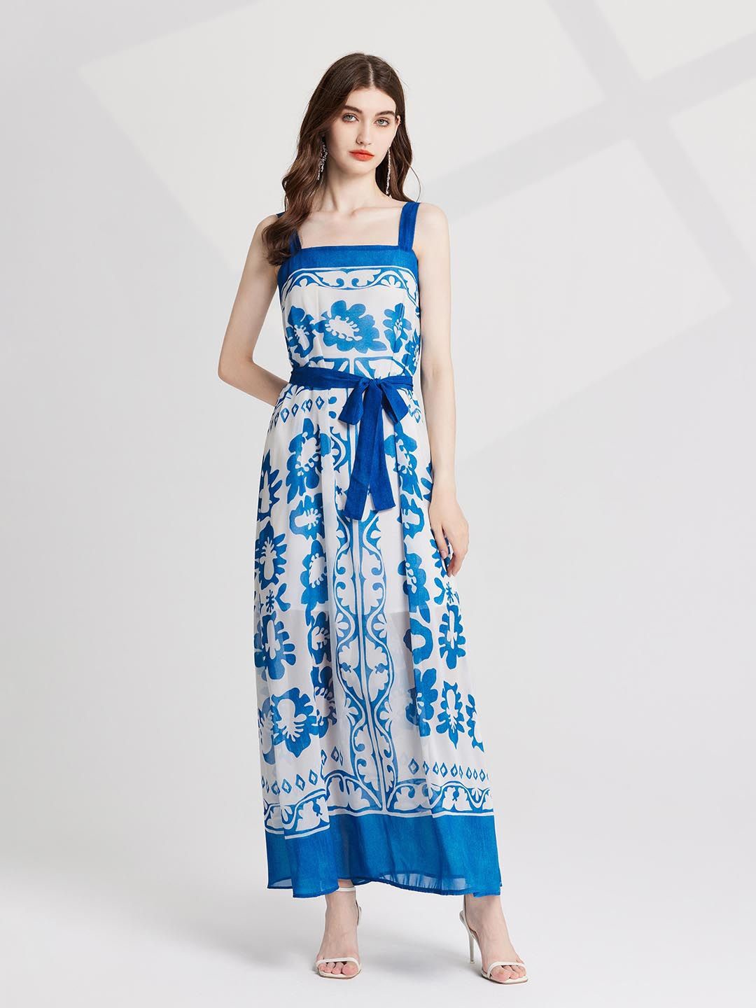 

JC Collection Women Floral Printed Maxi Dress, Blue