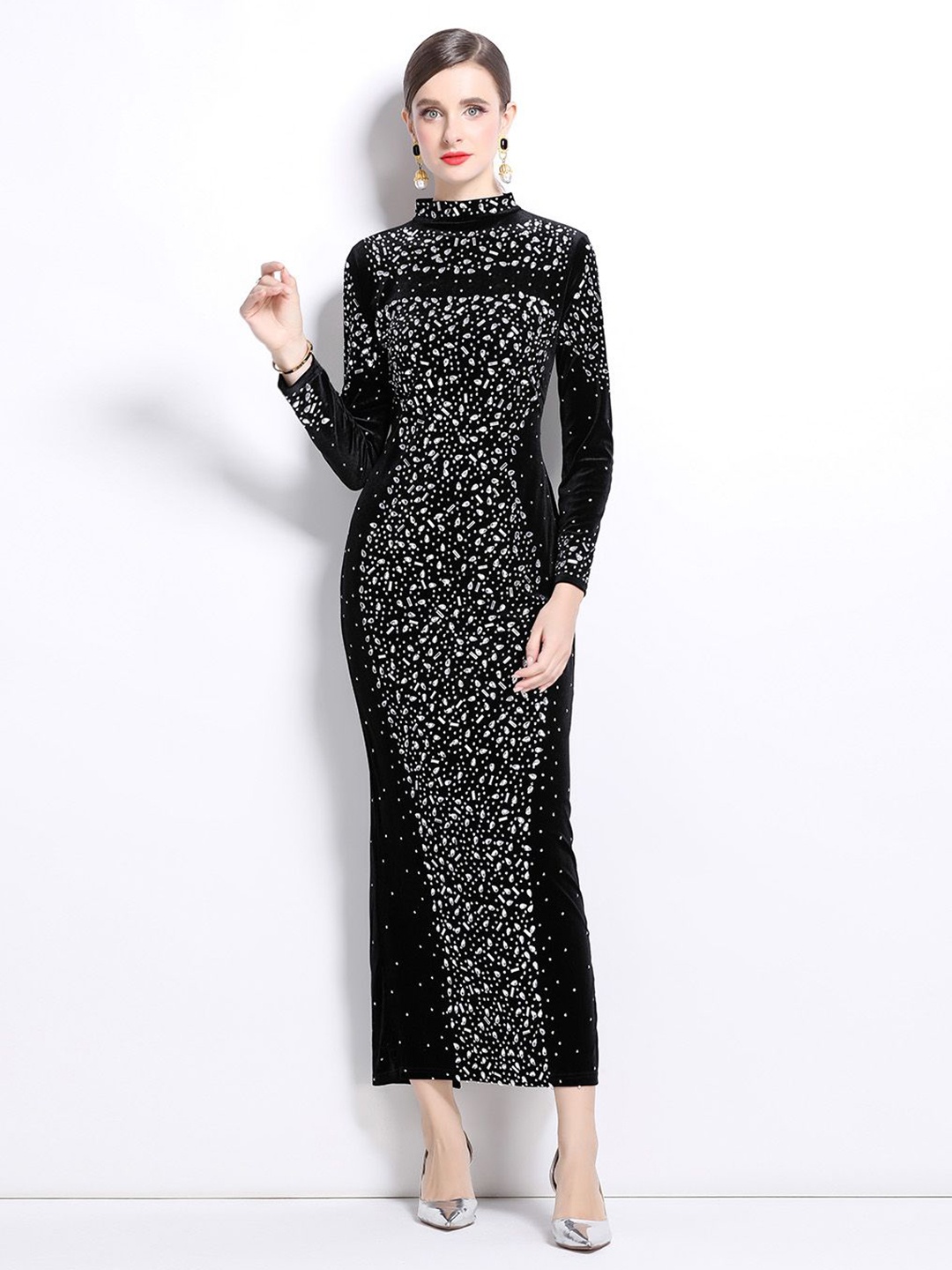 

JC Collection Women Printed A-Line Dress, Black