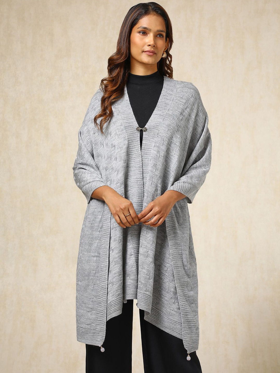 

Soch Geometric Woven Design Acrylic Shawl, Grey