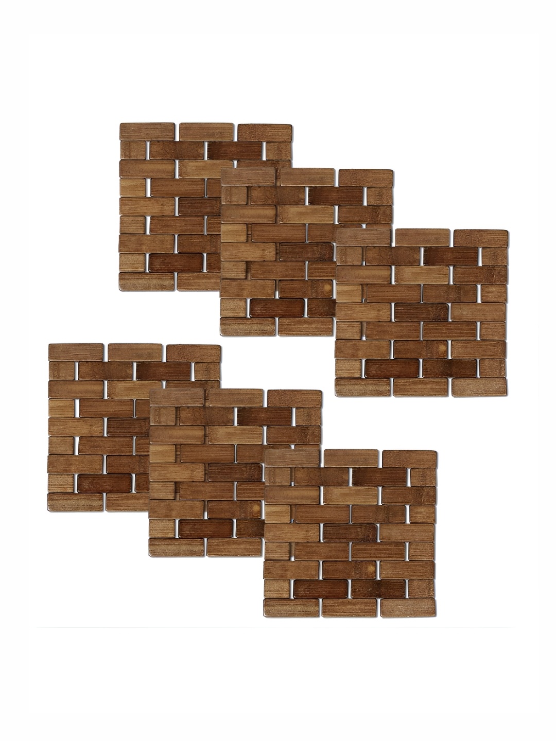 

HOKIPO Brown 6 Pieces Textured Bamboo Square Coasters