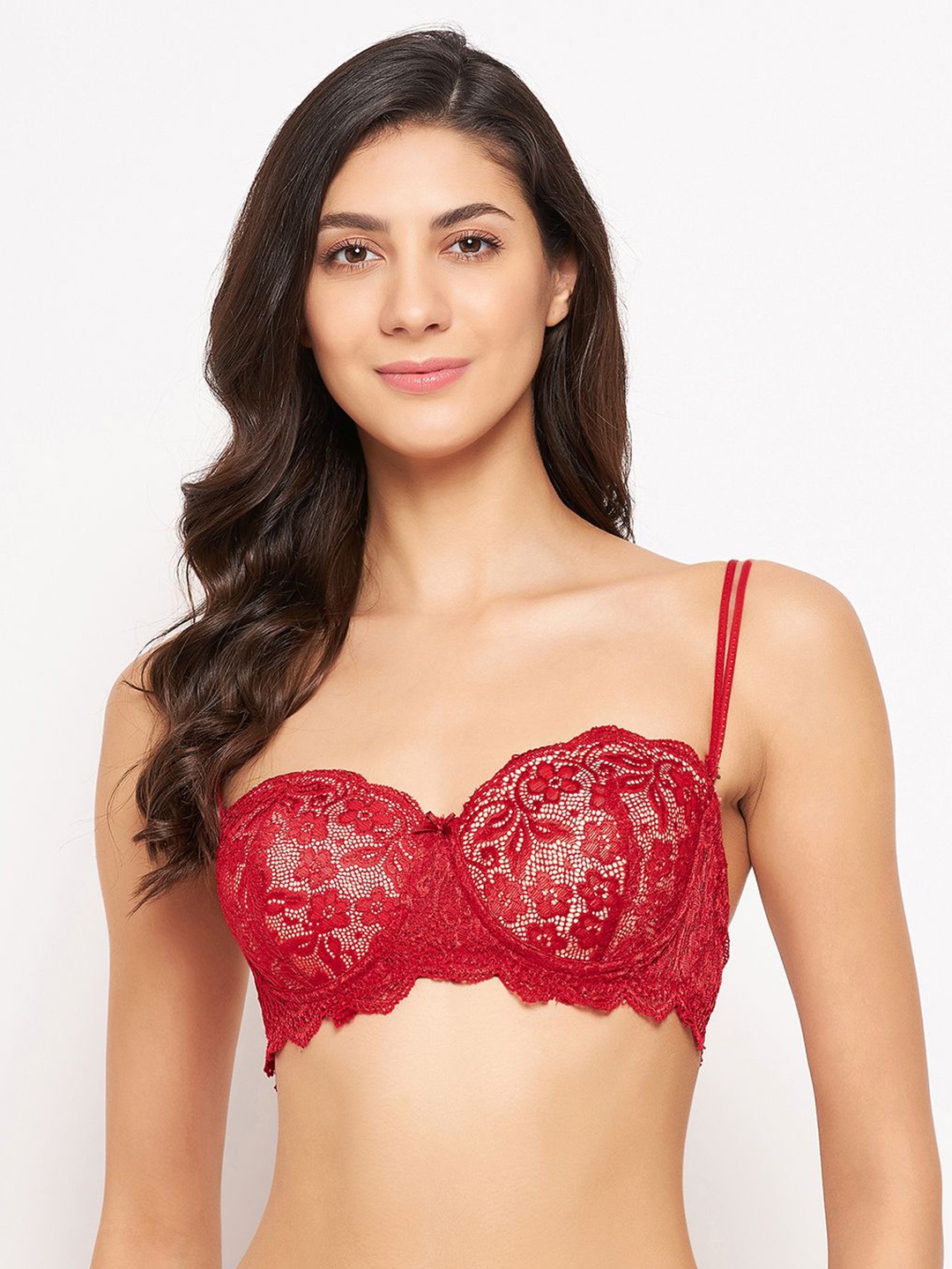 

Clovia Full Coverage Underwired Lightly Padded Balconette Bra, Maroon