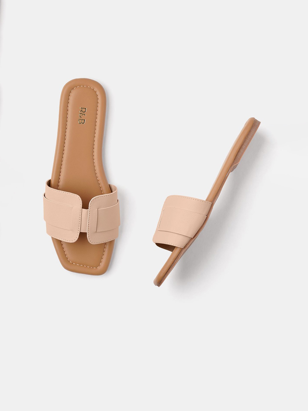 

R&B Women Open Toe Flats, Beige