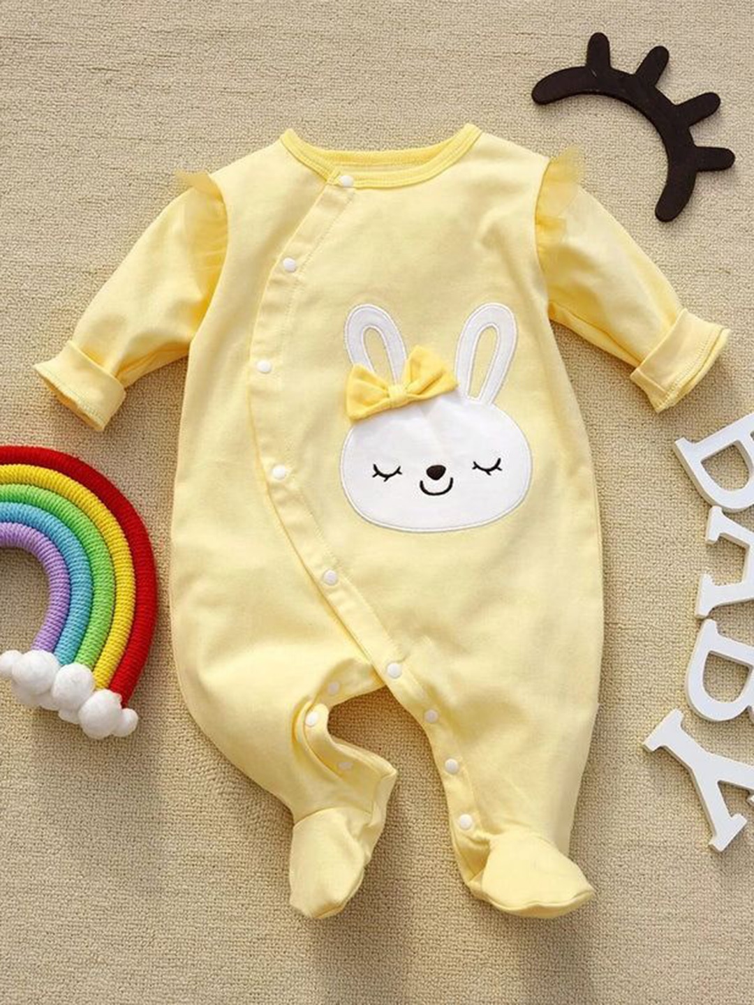 

Ju Ju Jam Infant Girls Printed Cotton Sleepsuits, Yellow