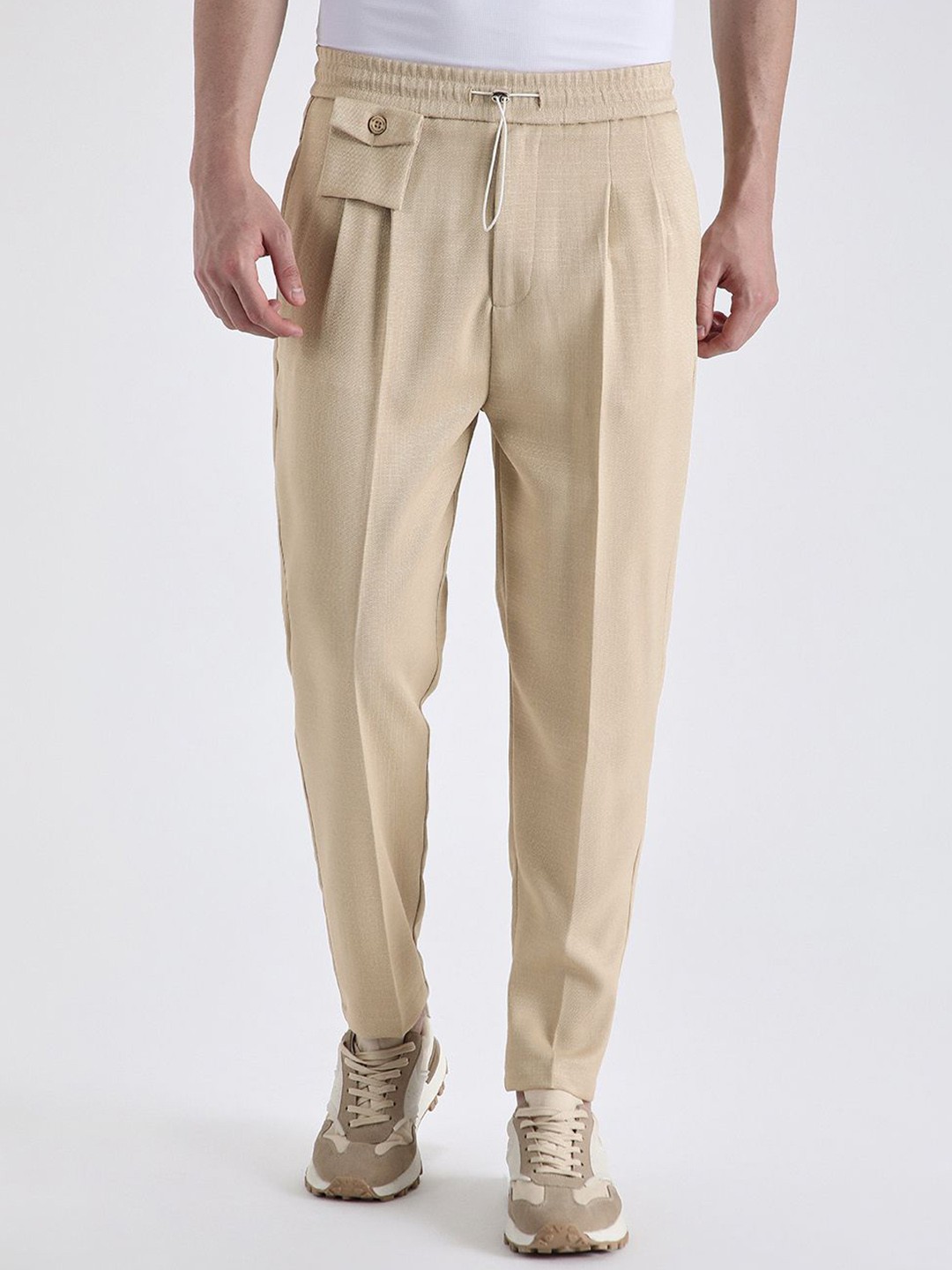 

Banana Club Men Relaxed Pleated Korean Trousers, Beige