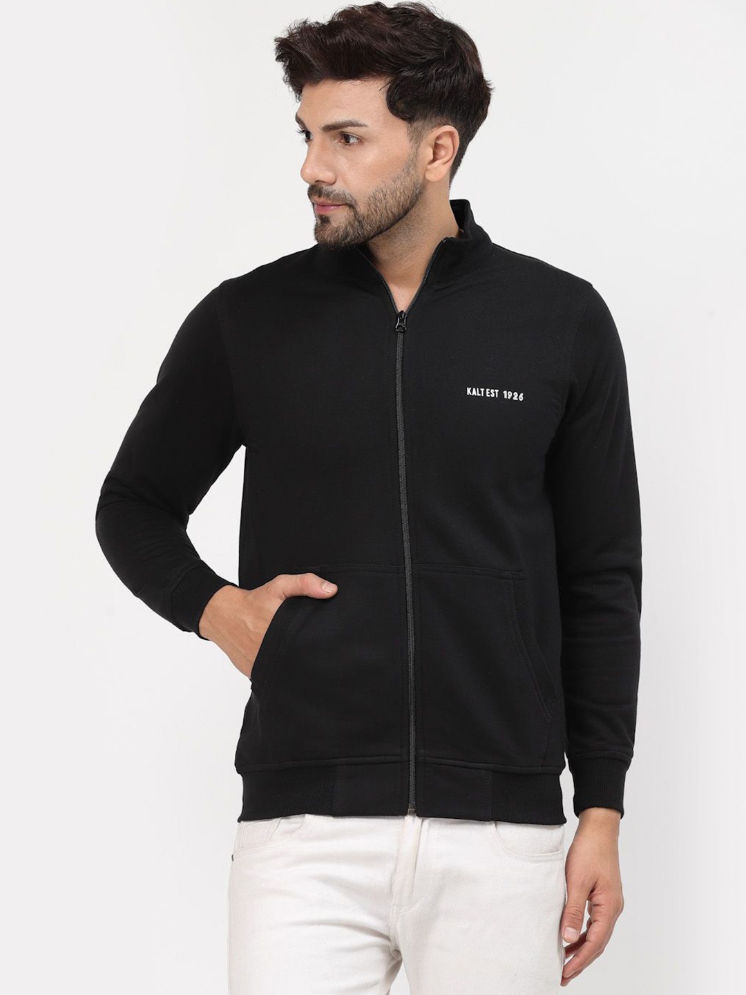 

Kalt Men Long Sleeves Mock Collar Sweatshirt, Black