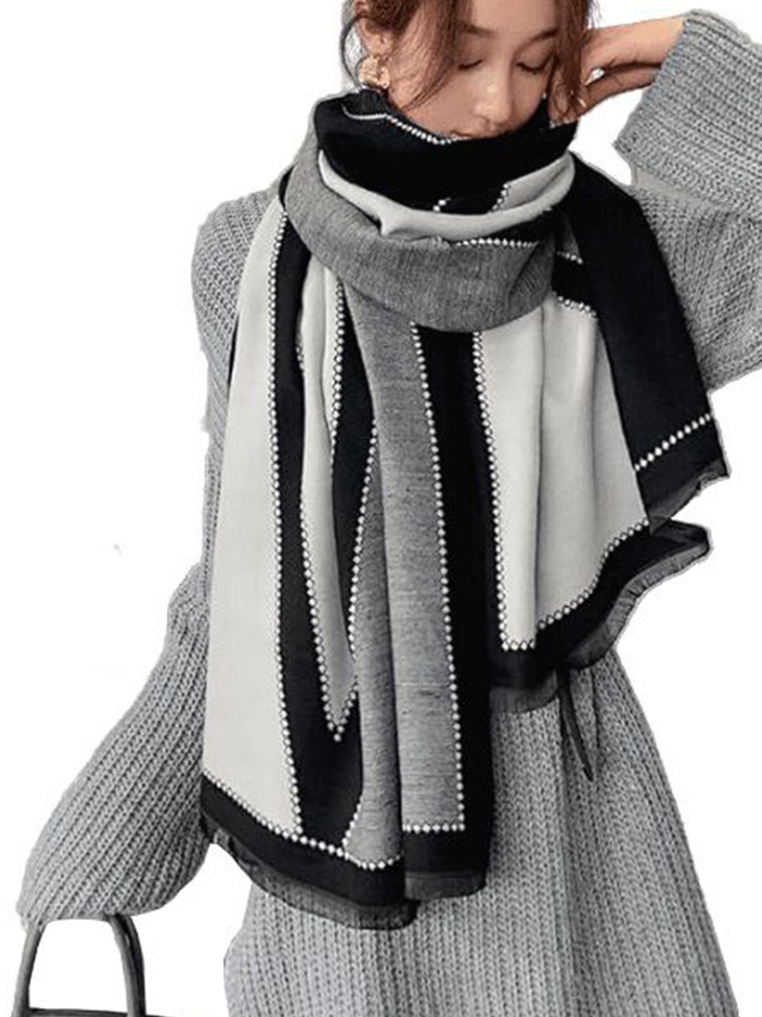 

Alexvyan Women Winter Large Extra Soft Warm Wool Stoles, Black