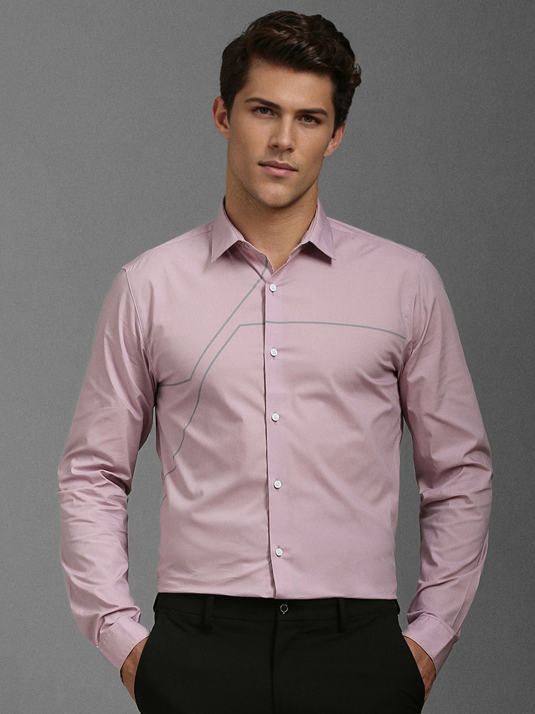 

Louis Philippe Sport Men Super Slim Fit Opaque Printed Casual Shirt, Pink