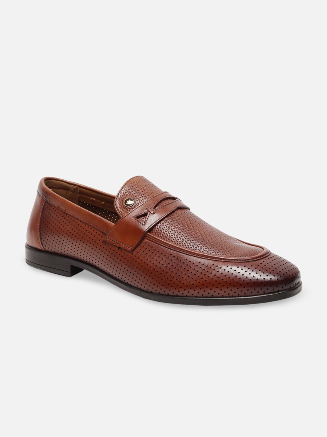 

Louis Philippe Men Textured Leather Loafers, Brown