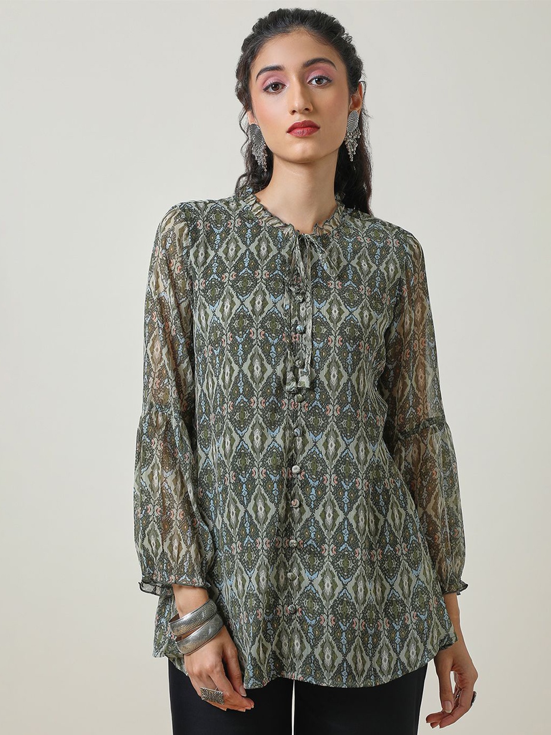 

Soch Ethnic Motifs Printed Tunic, Olive