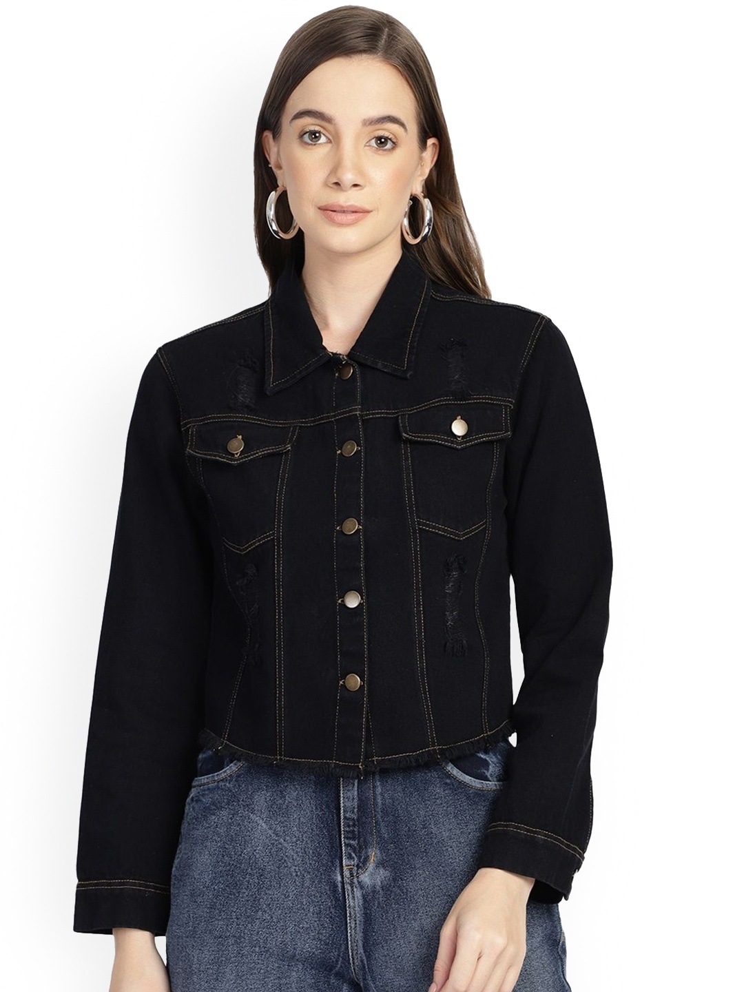

PUELLA Women Lightweight Outdoor Denim Jacket, Black