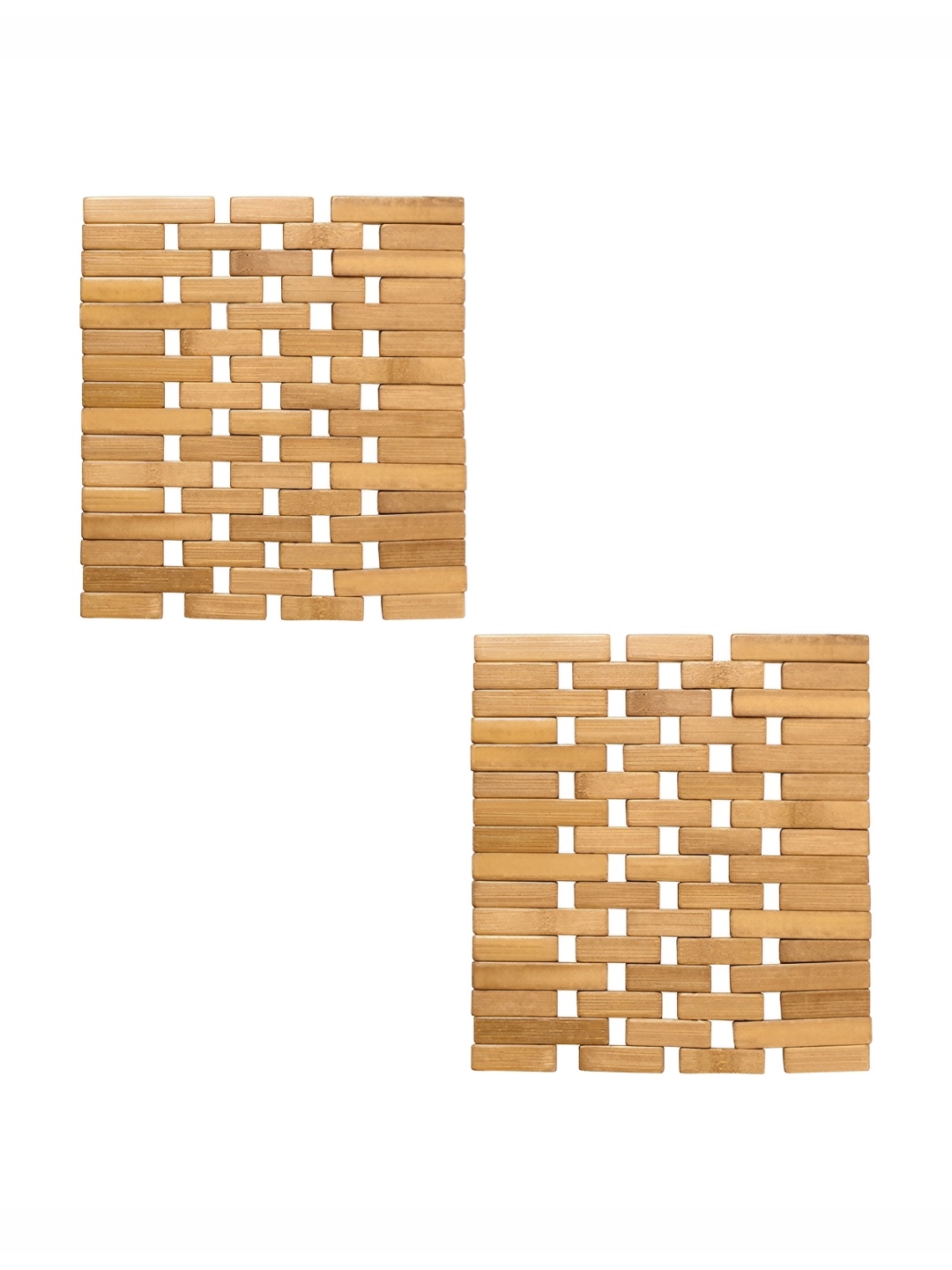 

HOKIPO Brown 2 Pieces Textured Bamboo Square Coasters